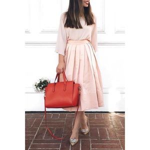 Banana Republic Blush Midi Pleated Skirt sz 0